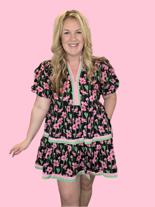 Pink Floral Bubble Dress