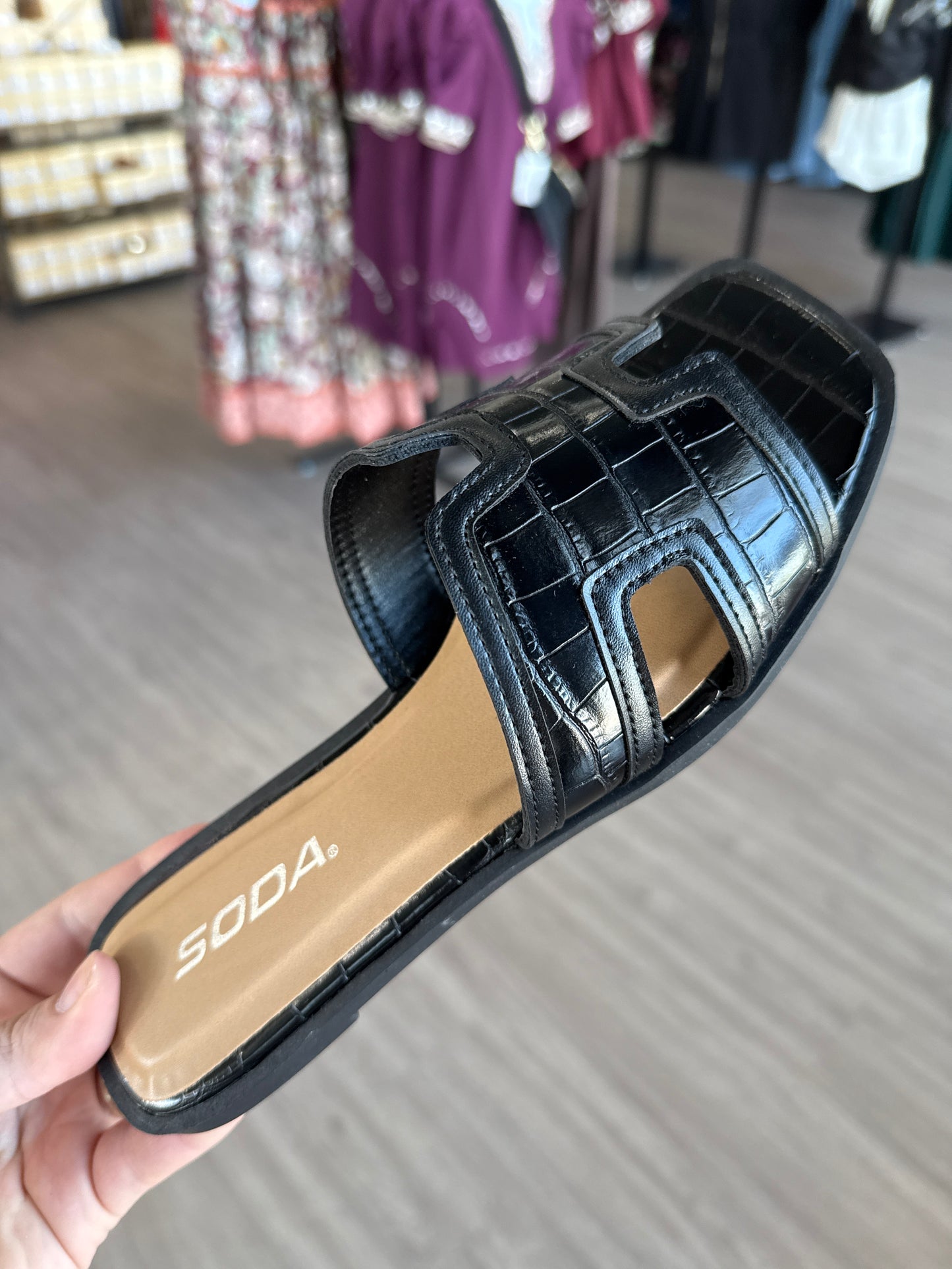 Dolli Black Croc Sandals