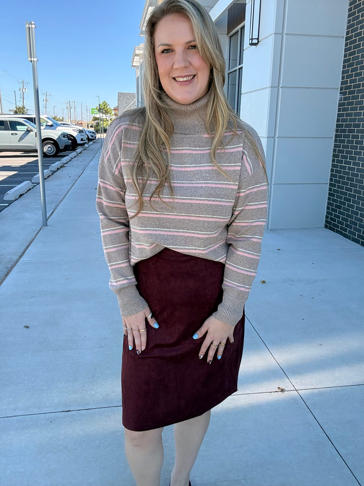 Pink Mocha Stripe Sweater