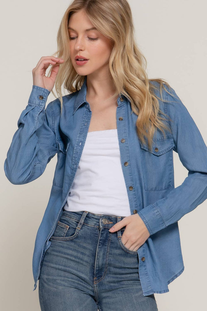 Denim Button Up Blouse