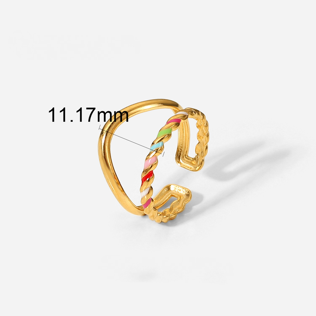 18K Gold Plated Colored V Ring