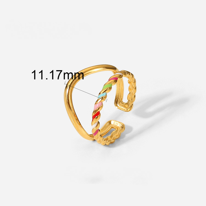 18K Gold Plated Colorful Basket Ring