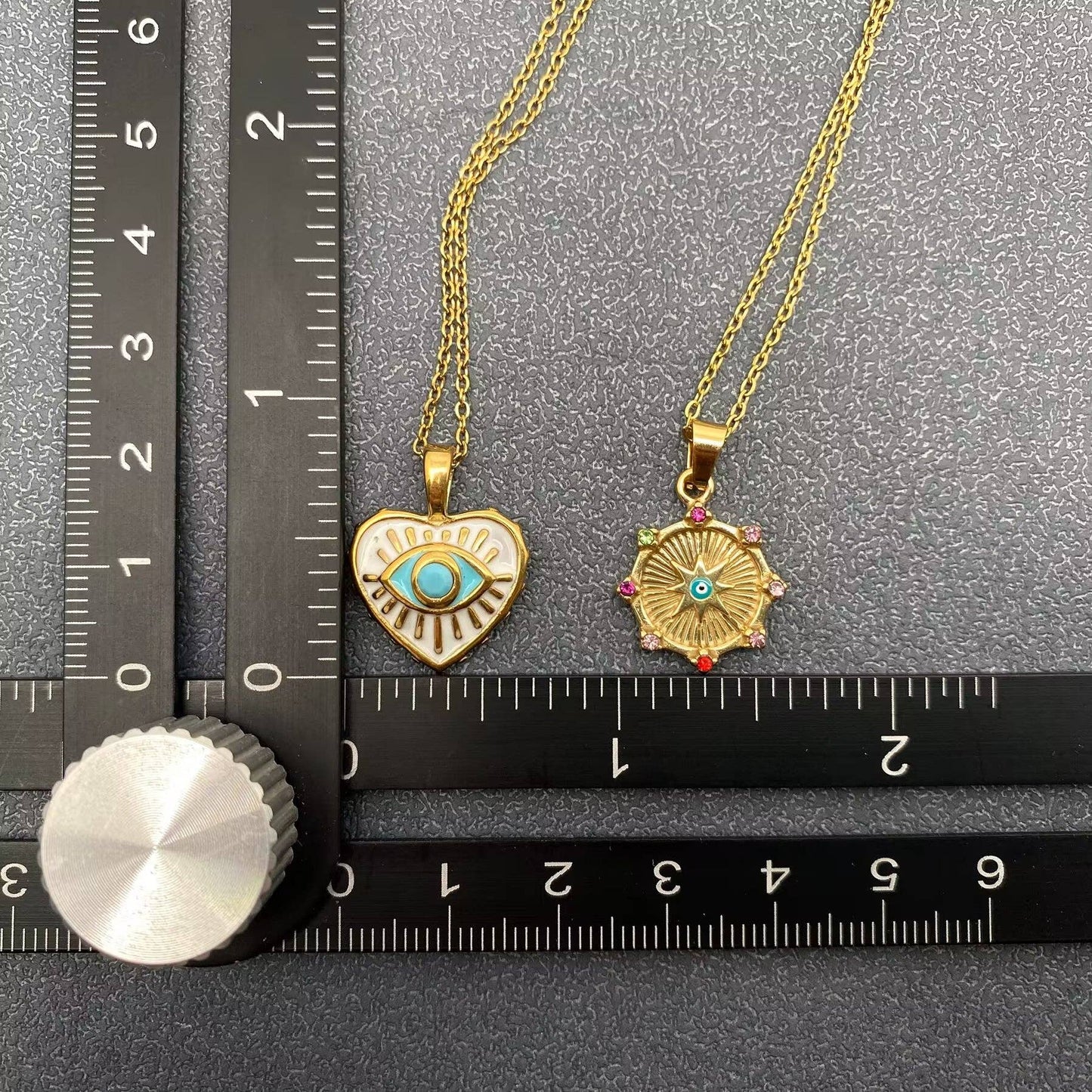 Enamel Evil Eyes Charm18K Gold Plated Necklace