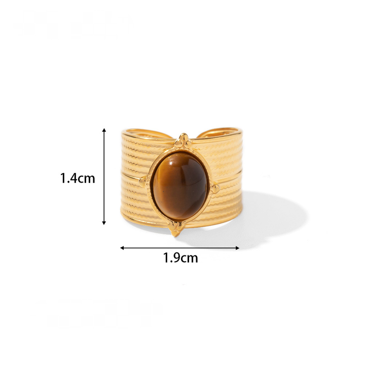 18K Gold Plated Green Oval w/ braided Rings