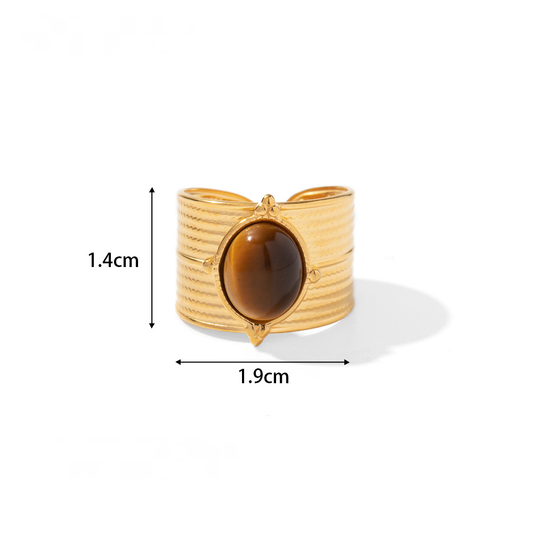 18K Gold Plated Brown Oval Rings