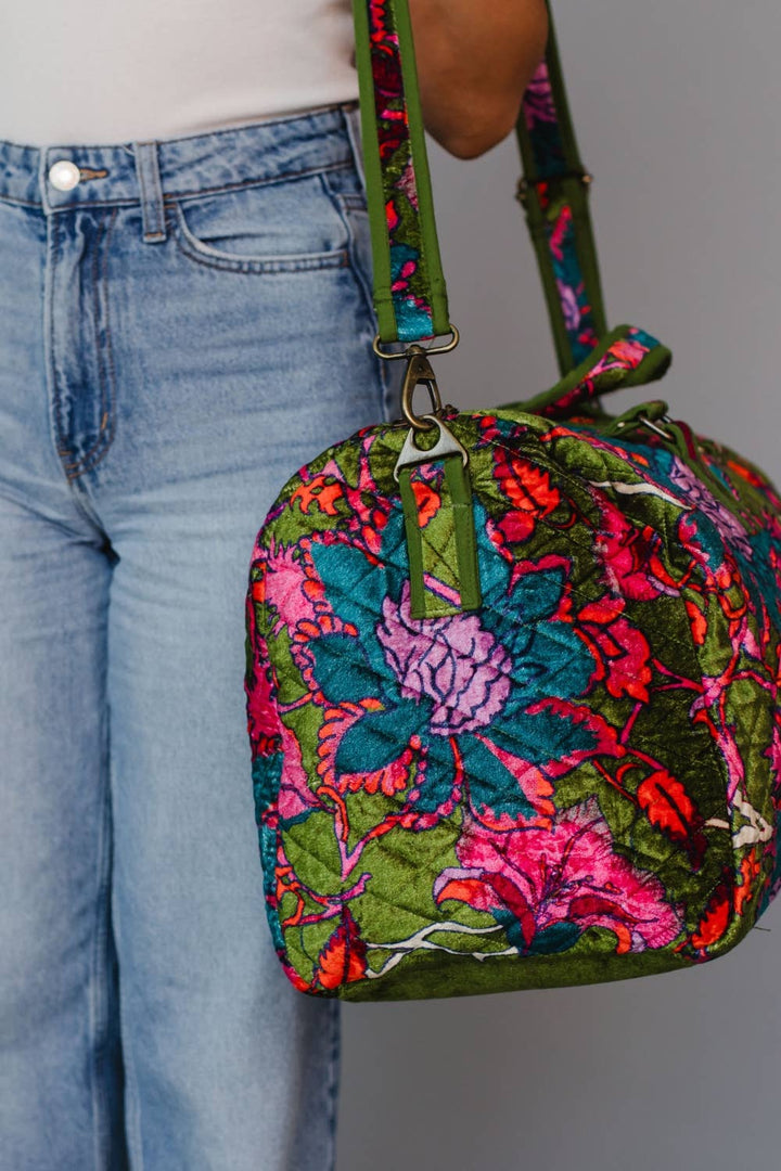 Dk. Green &amp; Multicolored Floral Duffel