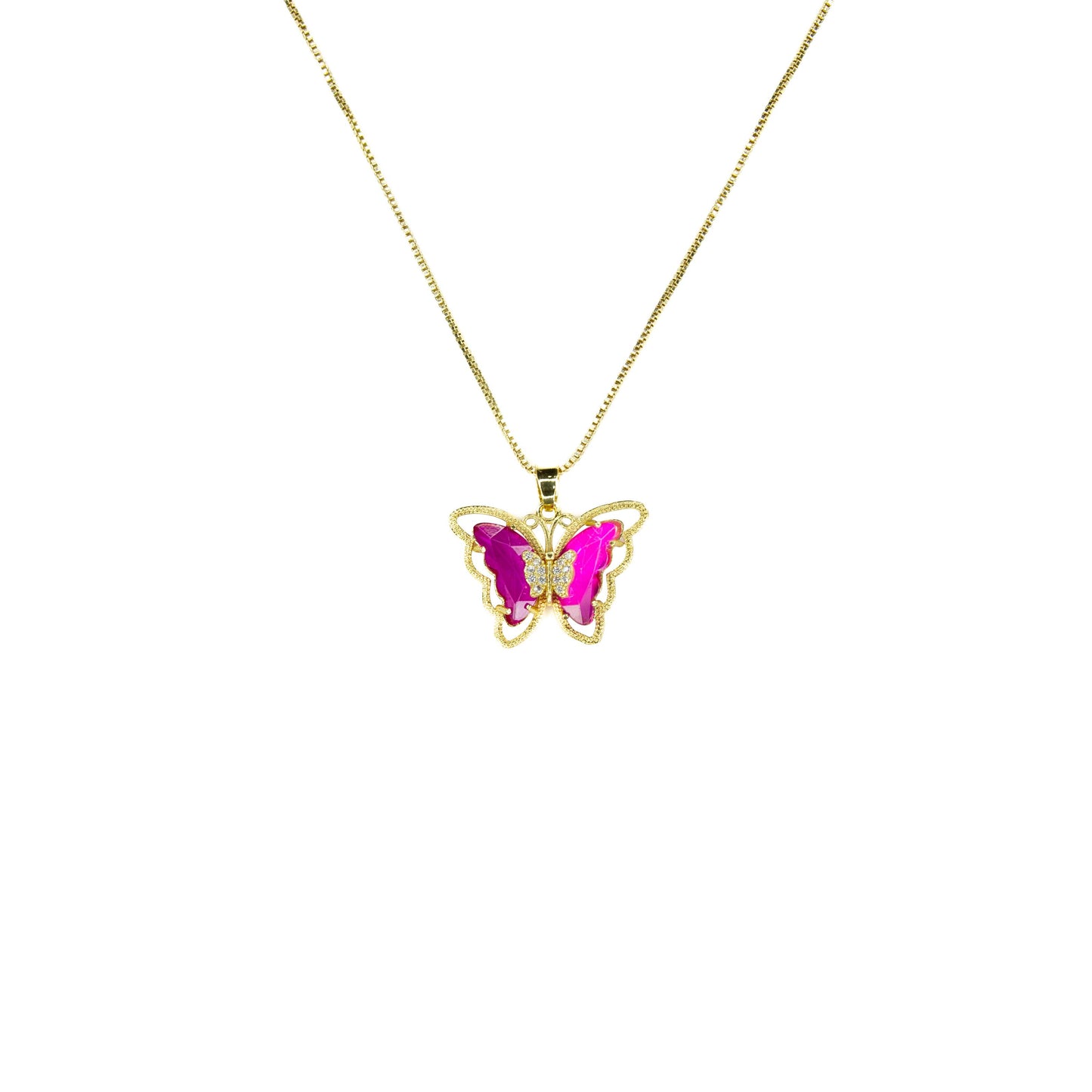 Fuchsia Butterfly Necklace
