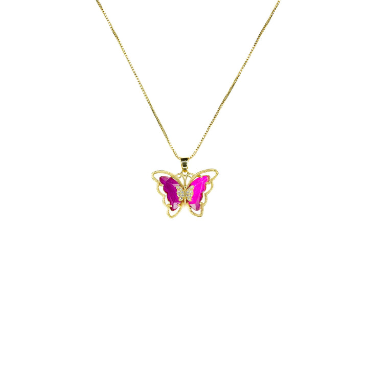 Fuchsia Butterfly Necklace