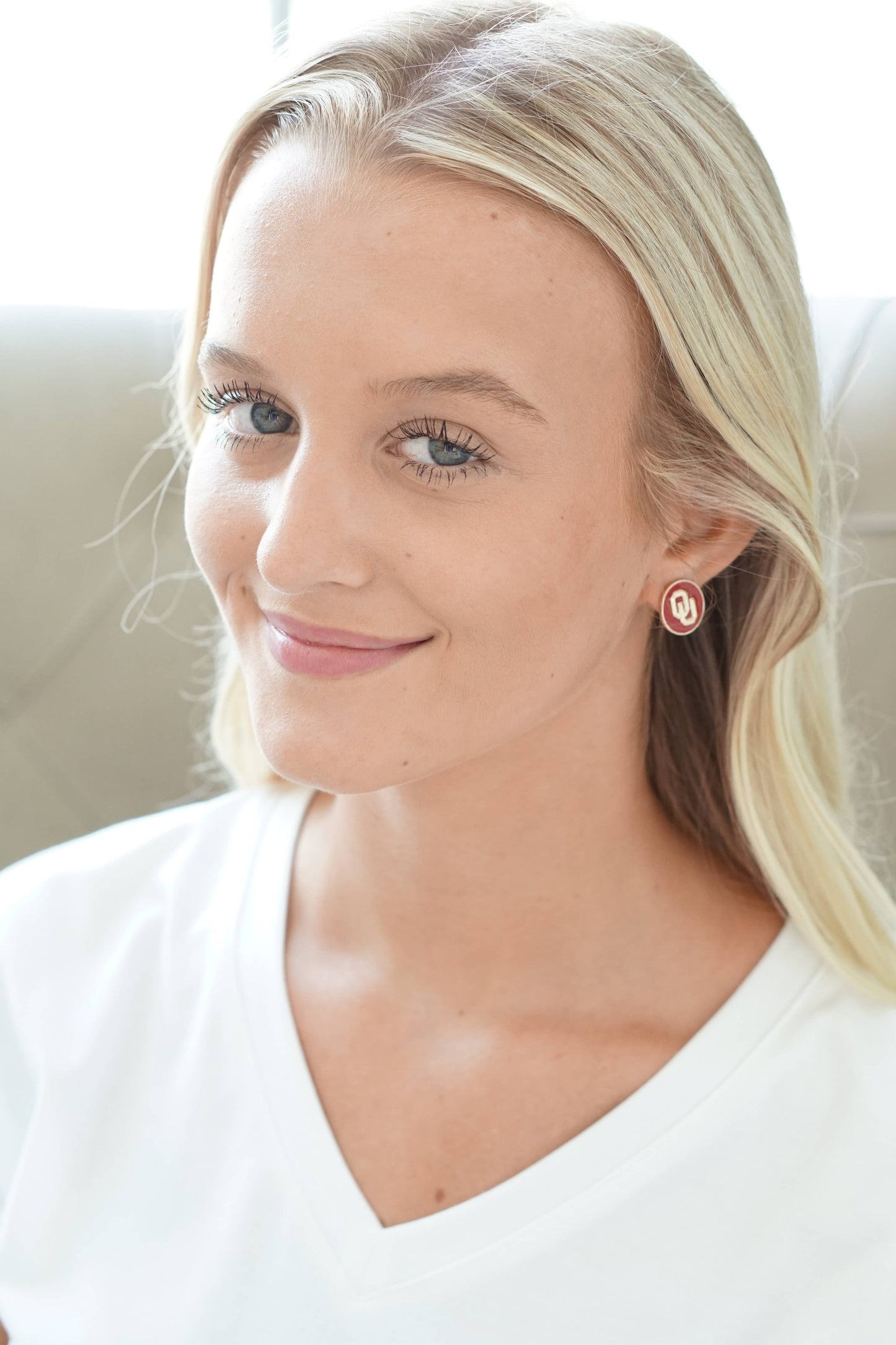 Oklahoma Logo Circle Stud Earrings