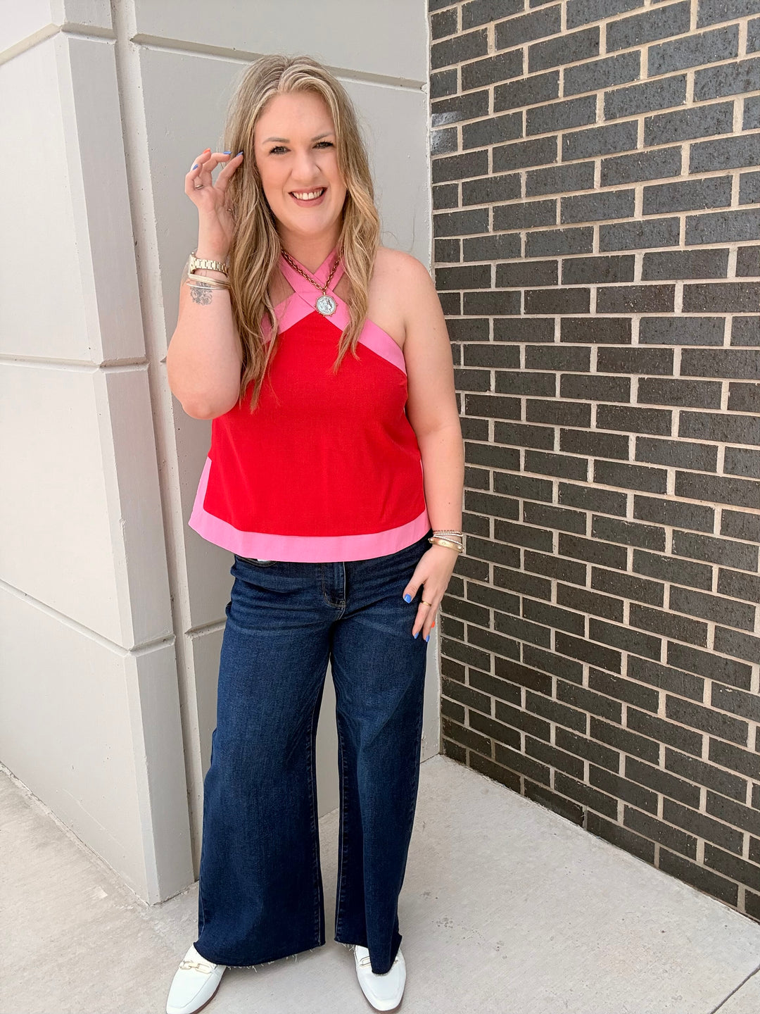 Pink/Red Halter Top