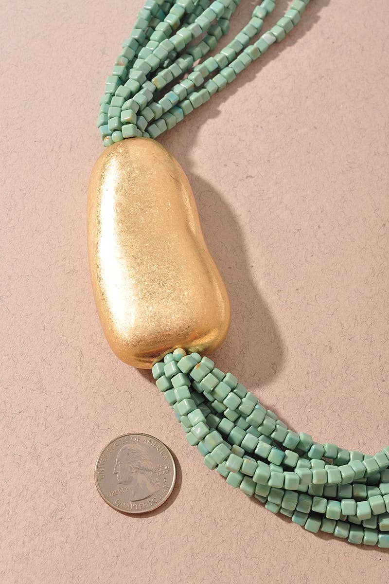 Aqua Multi Strand Beaded Necklace