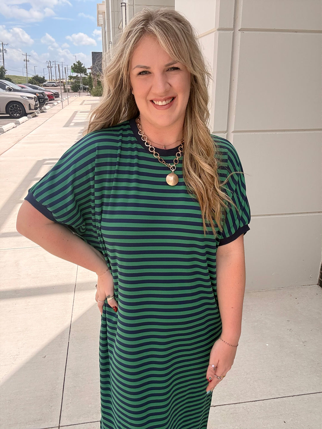 Nautical Striped Midi Dress