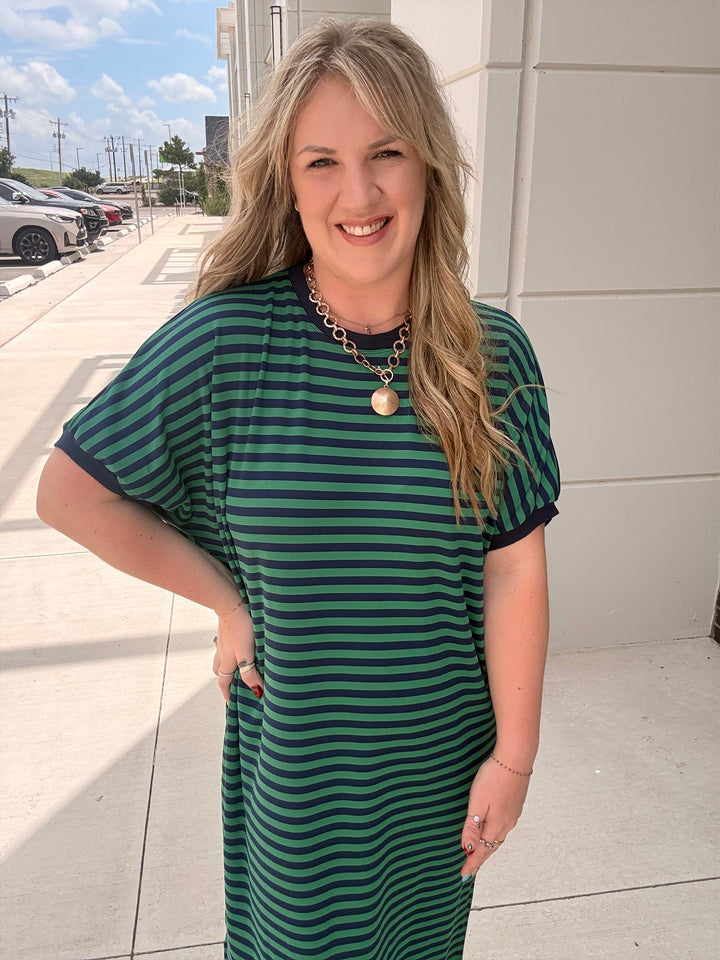 Nautical Striped Midi Dress