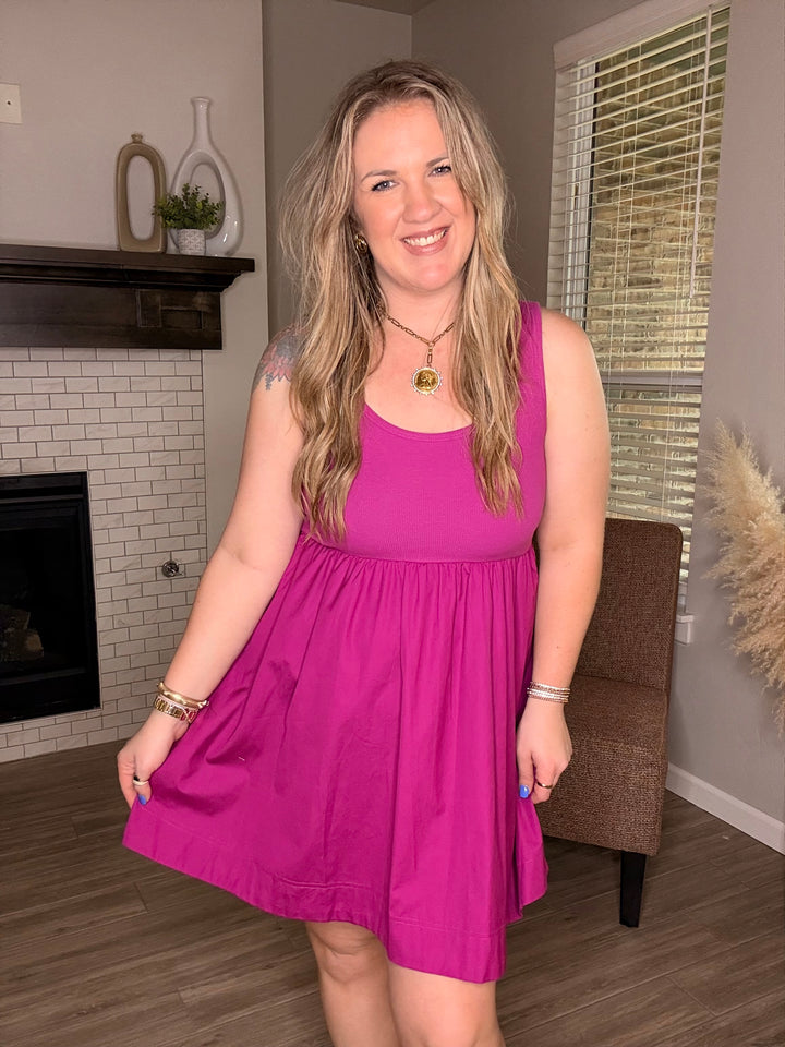 Knit &amp; Woven Dress (2 Colors)