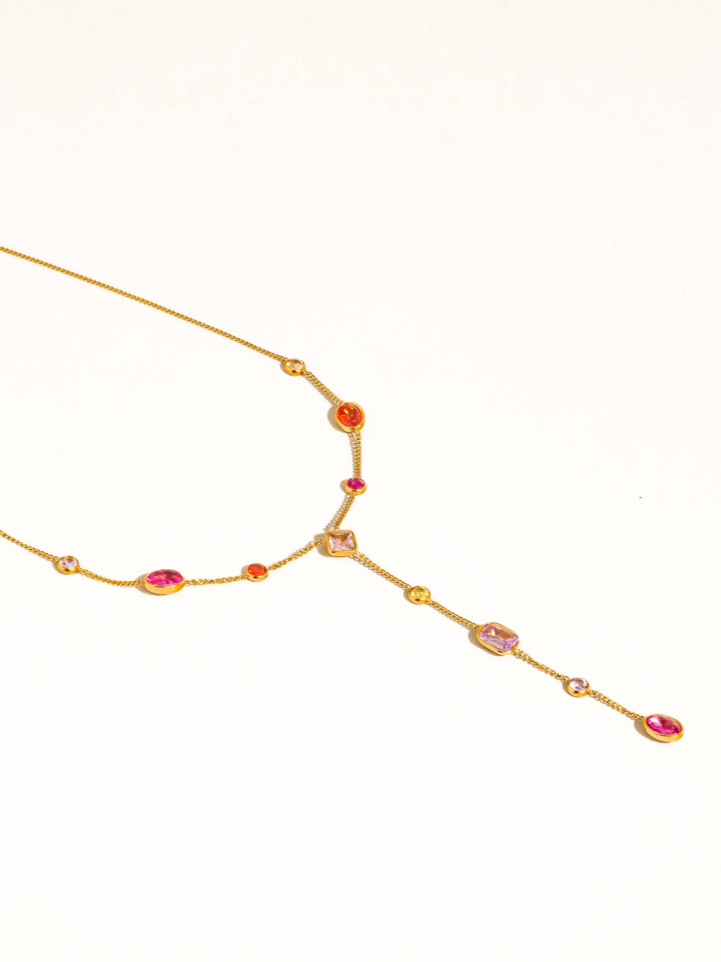 Briennon 18K Gold Non-Tarnish Colorful Beaded Y Necklace: Multi-Colored