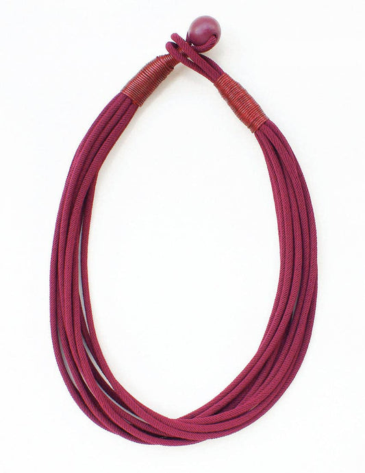Maroon Rope Textured Multi Strand Necklace