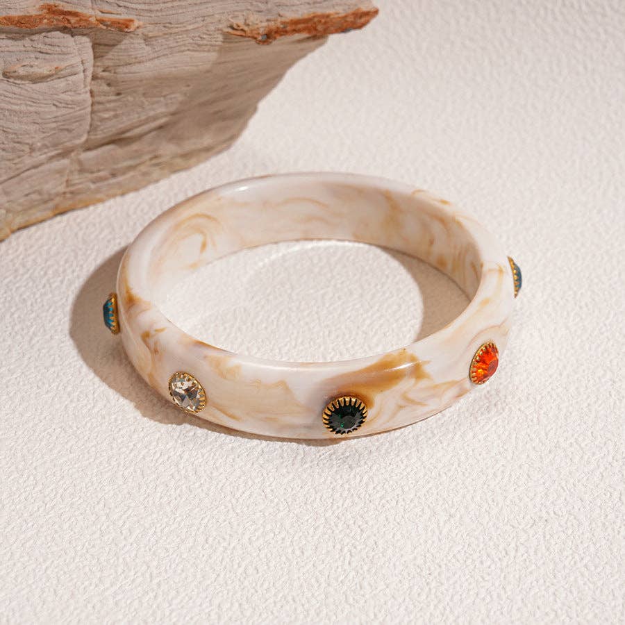White Rhinestone Bangle Bracelet