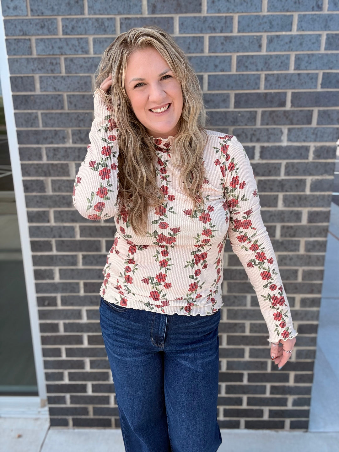 Floral Ribbed Knit Top
