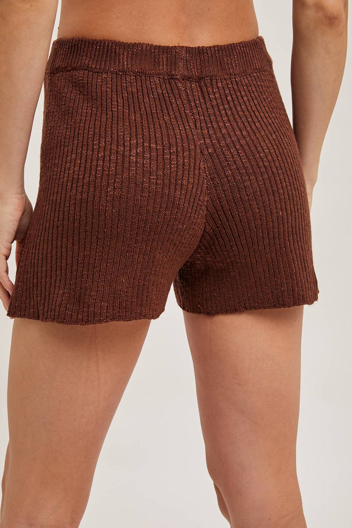Mocha Side Slit &amp; Knit Sweater SET