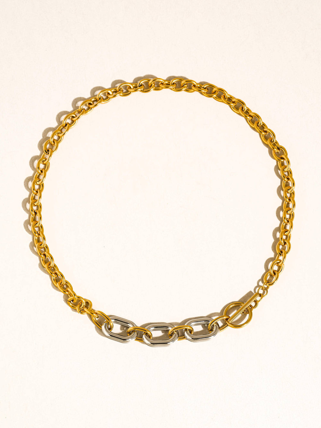Lurette 18K Gold Non-Tarnish Two Tone Chain Necklace