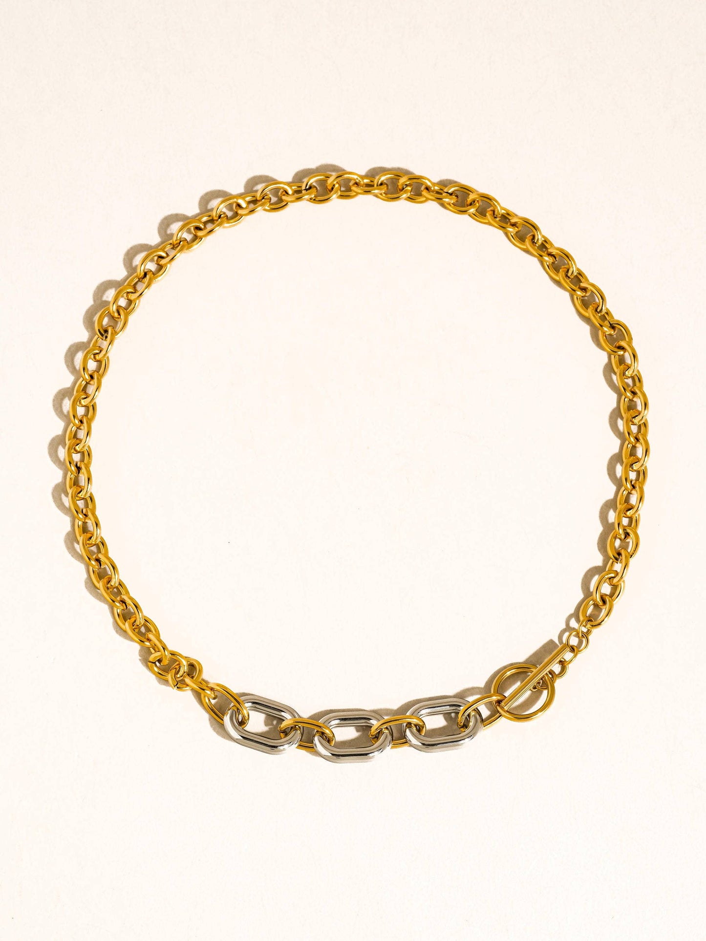 Lurette 18K Gold Non-Tarnish Two Tone Chain Necklace
