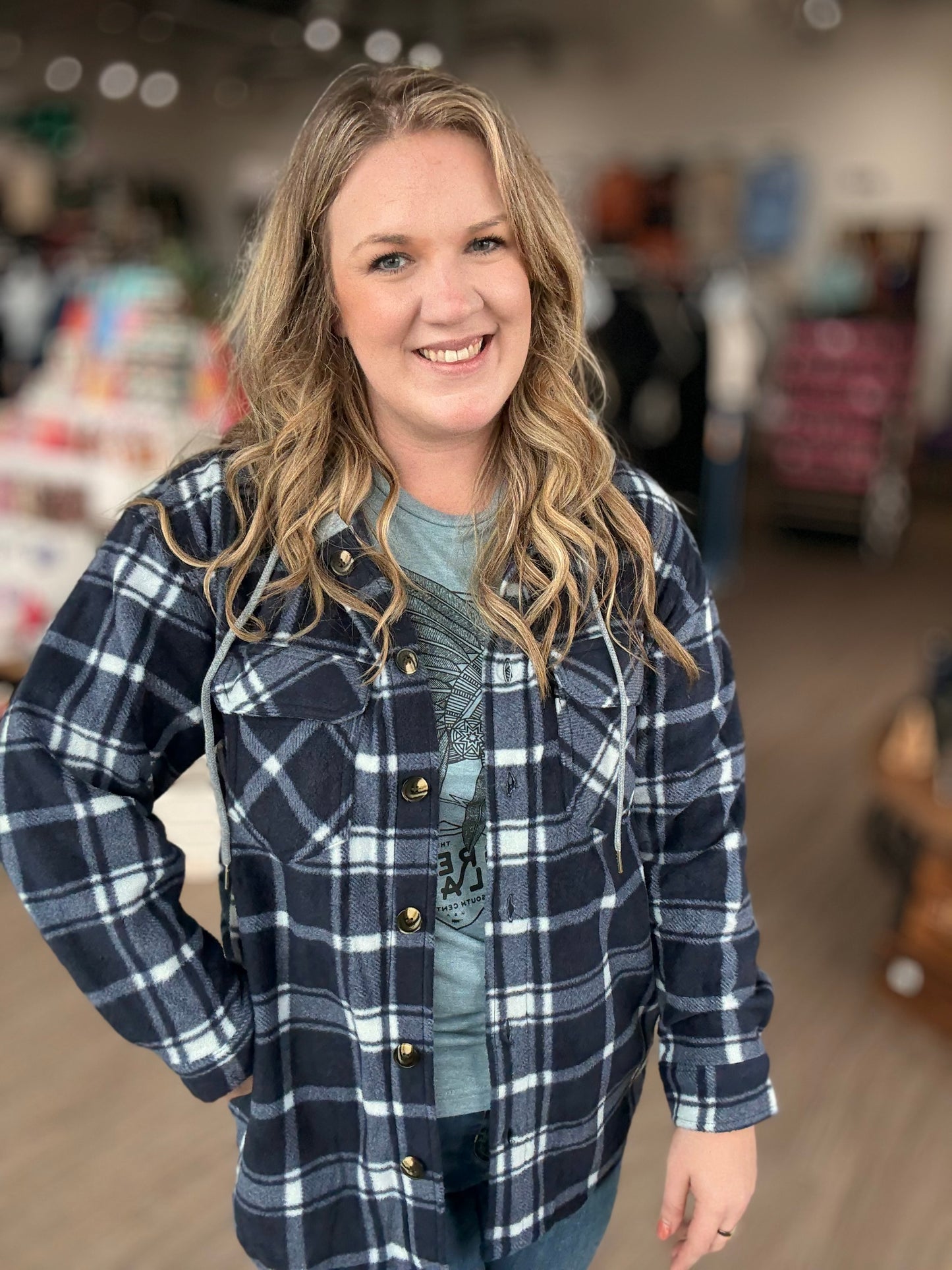 Black Friday- Navy Blue Plaid Shacket