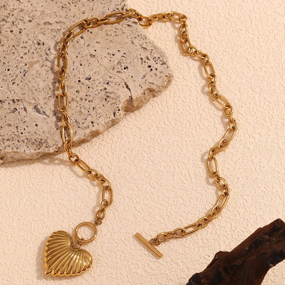 18K Tarnish Free Gold Heart Necklace