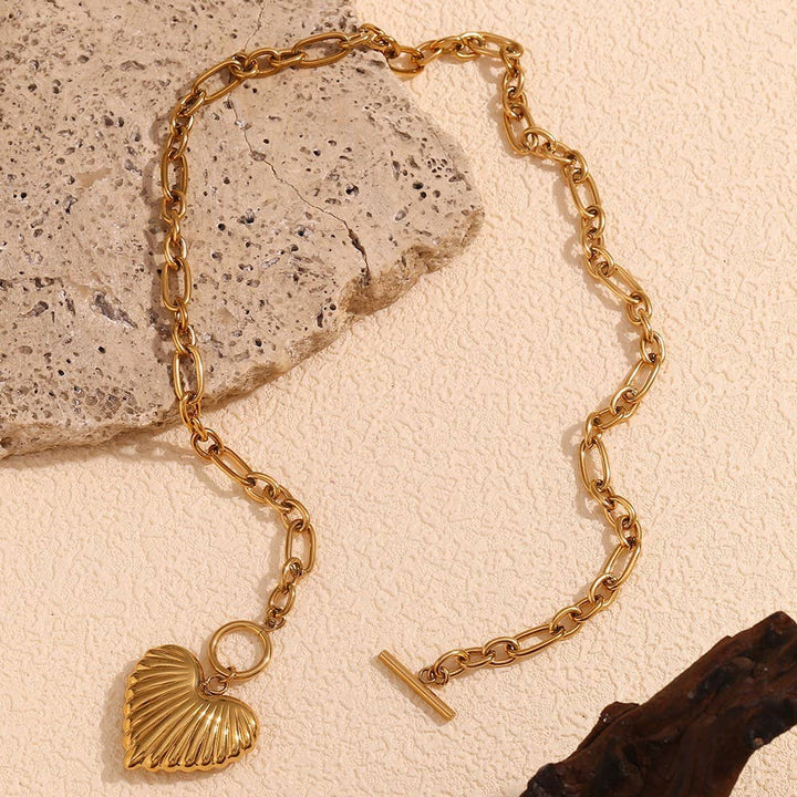 18K Tarnish Free Gold Heart Necklace