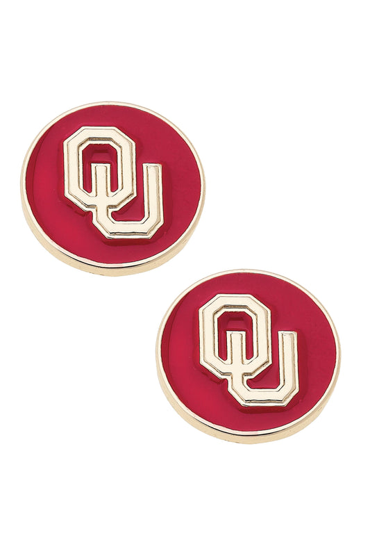 Oklahoma Logo Circle Stud Earrings