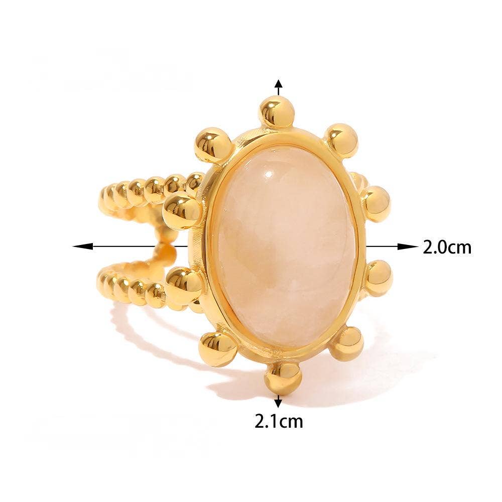 18K Gold Plated Green Oval w/ braided Rings