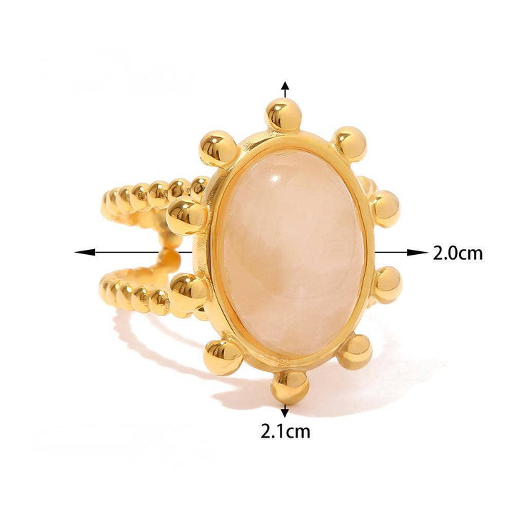 18K Gold Plated Green Oval w/ braided Rings