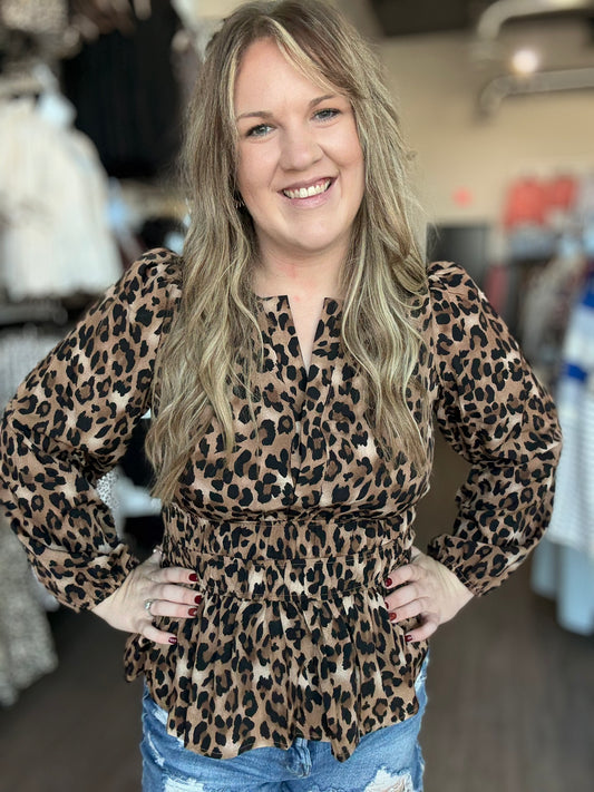 Leopard Elastic Waist Top