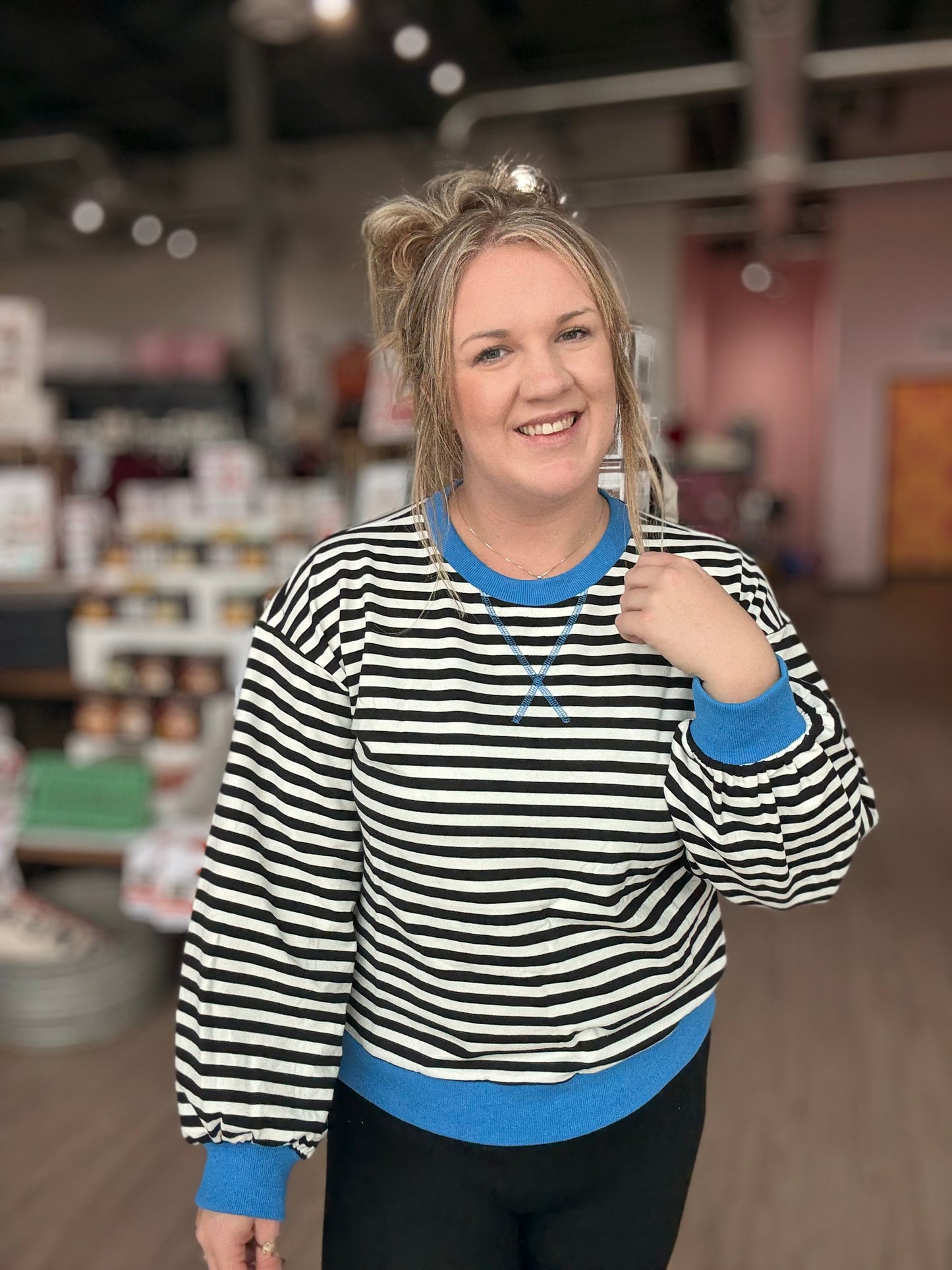 Black Stripe w/ Blue Accent Pullover