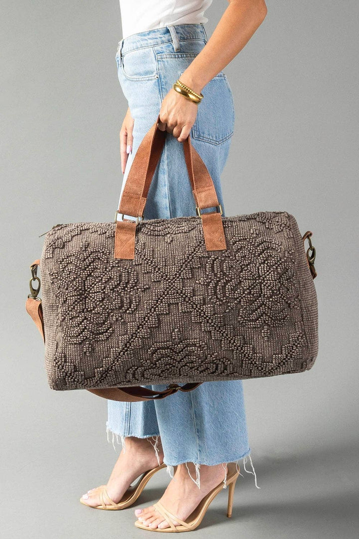 Brown Vintage Inspired Textured Duffel