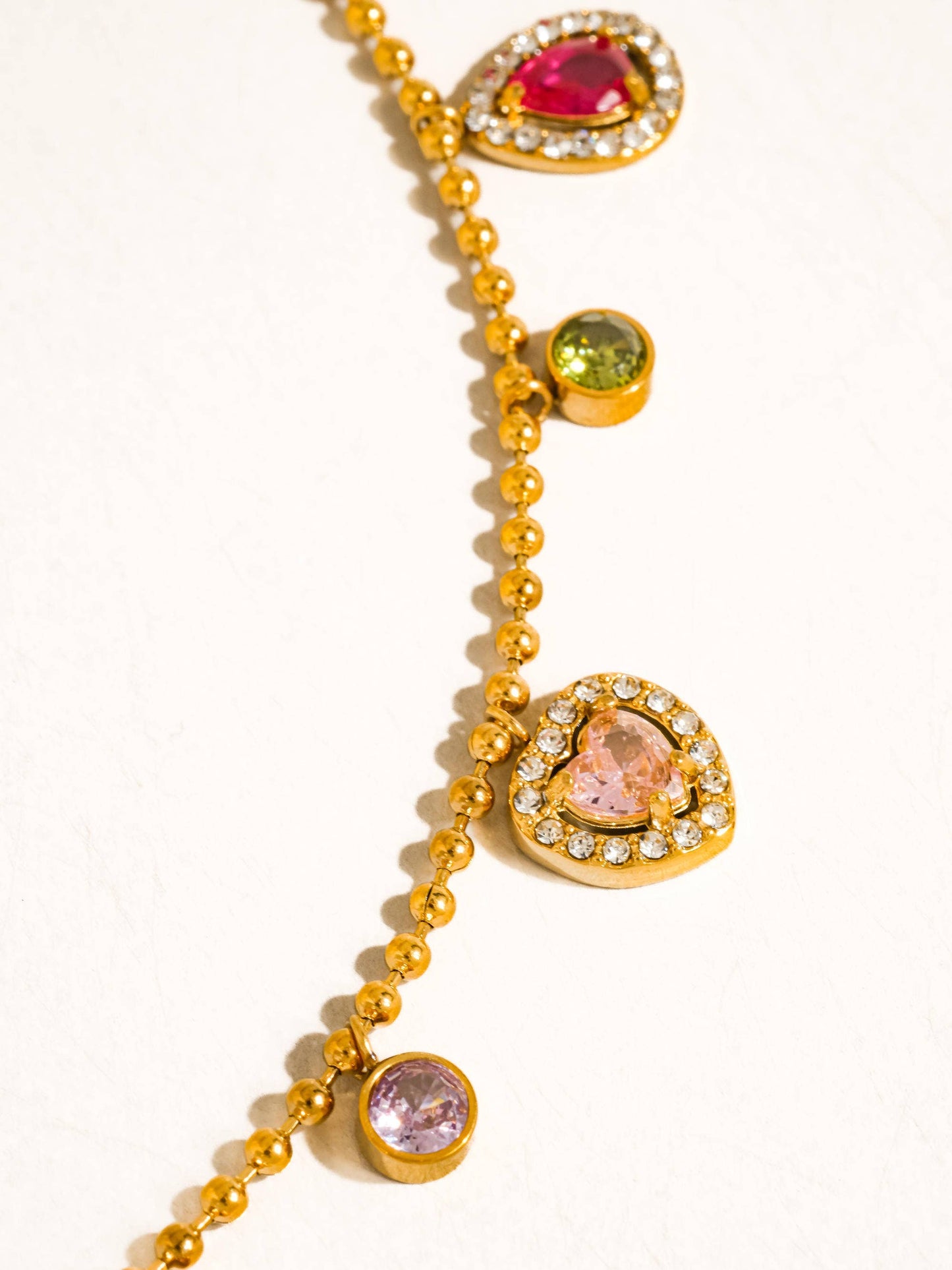 Daiselle 18K Gold Non-Tarnish Colorful CZ Charm Necklace: Multi-Colored