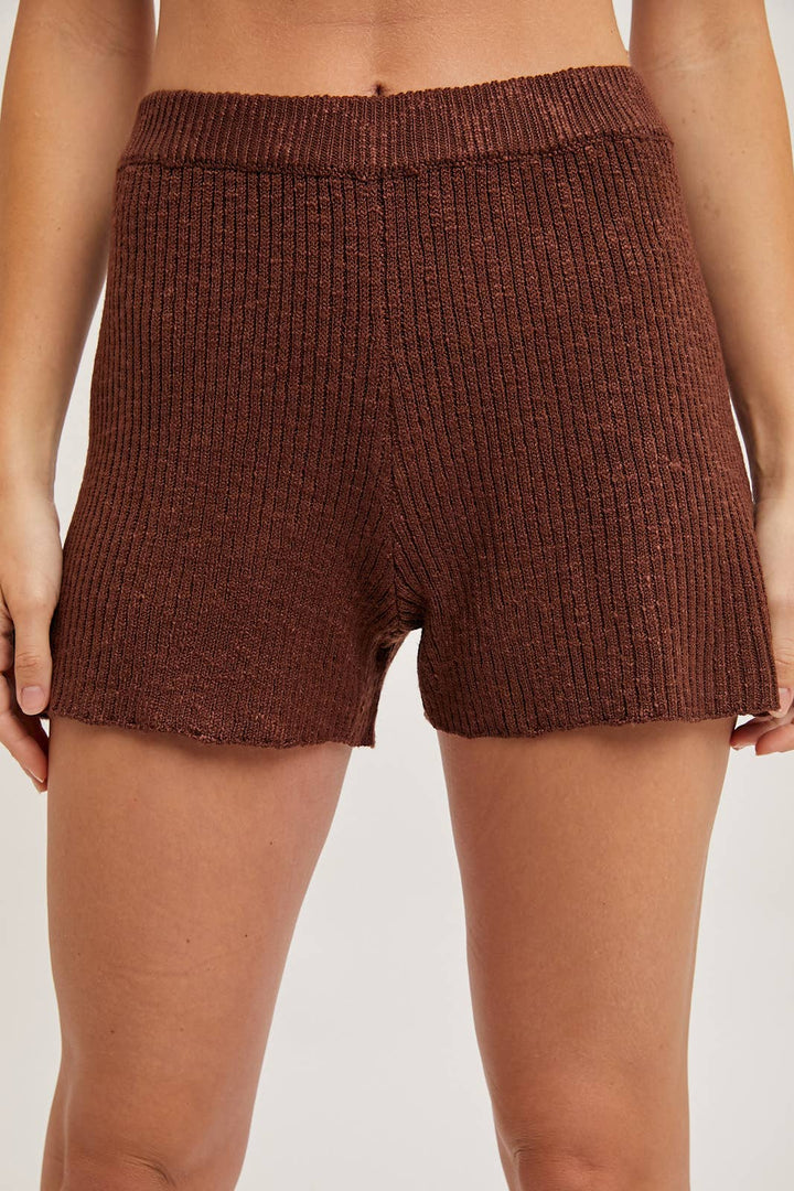 Mocha Side Slit &amp; Knit Sweater SET