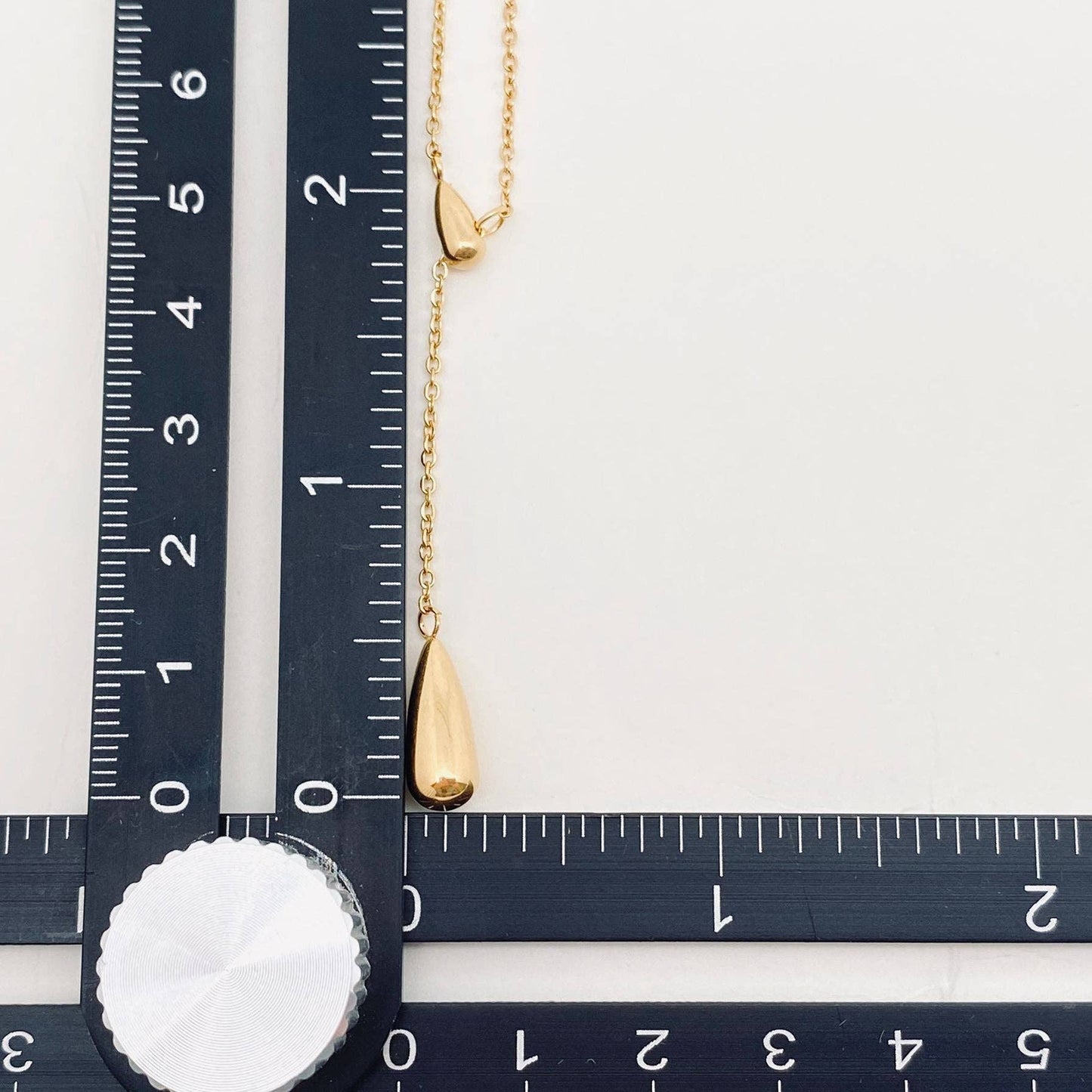 Double Teardrop Gold Plated Stainless Steel Necklace