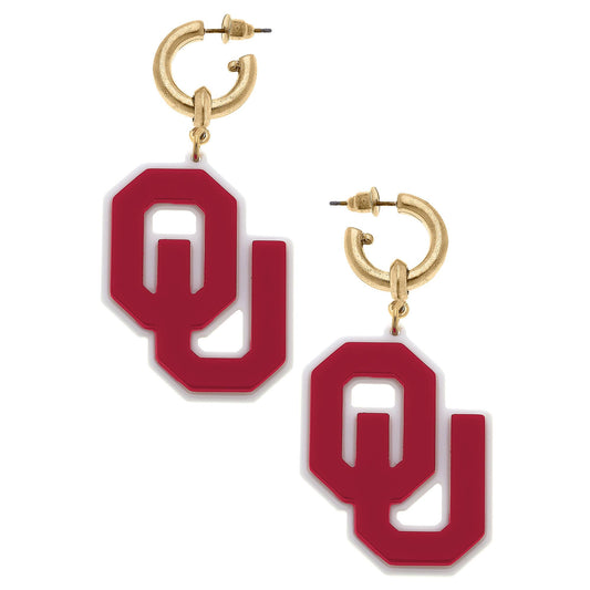 OU Logo Drop Hoop Earring