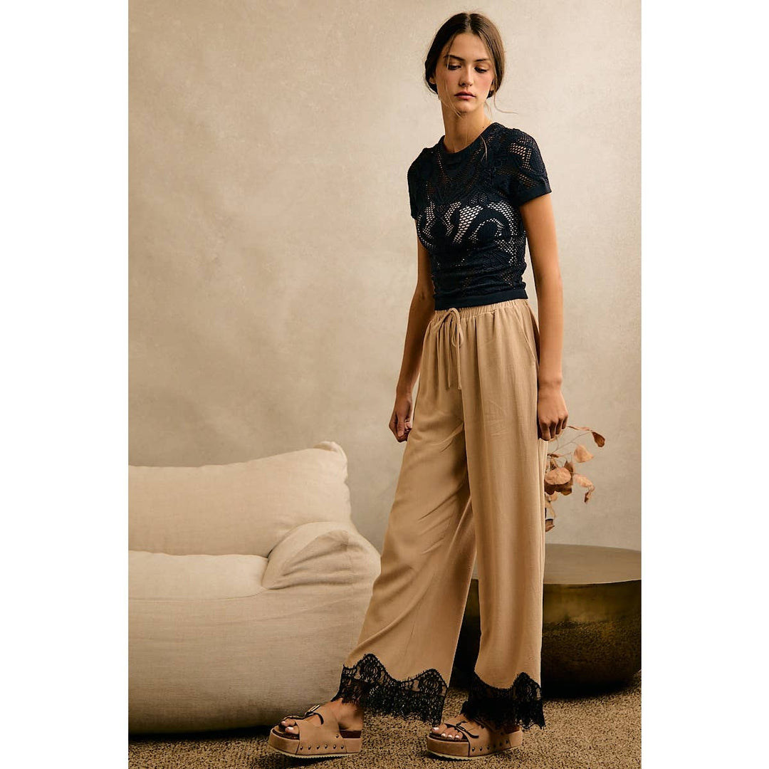 Linen &amp; Lace Beige Pants