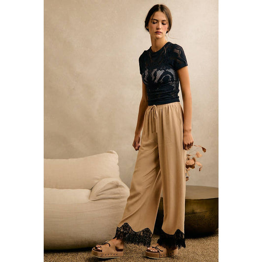 Linen & Lace Beige Pants