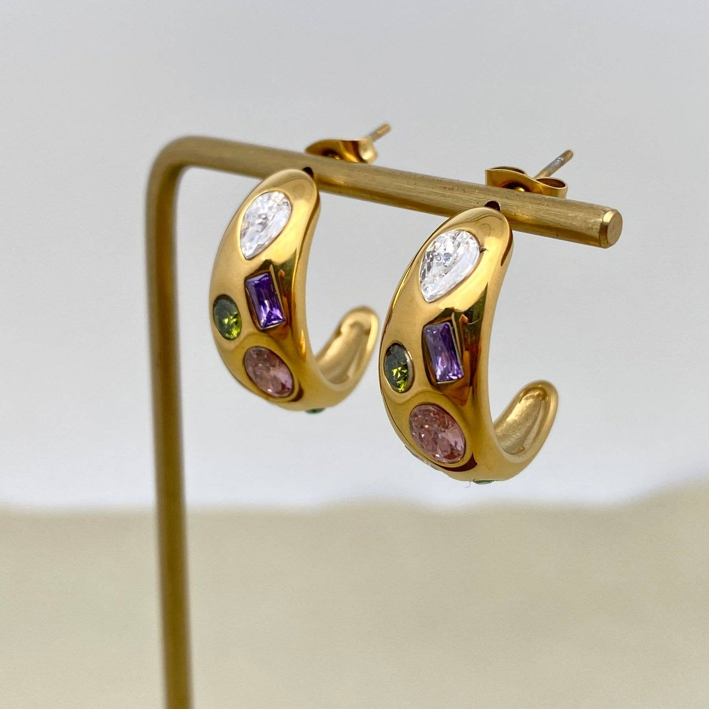 Bejeweled Gold C-Earrings