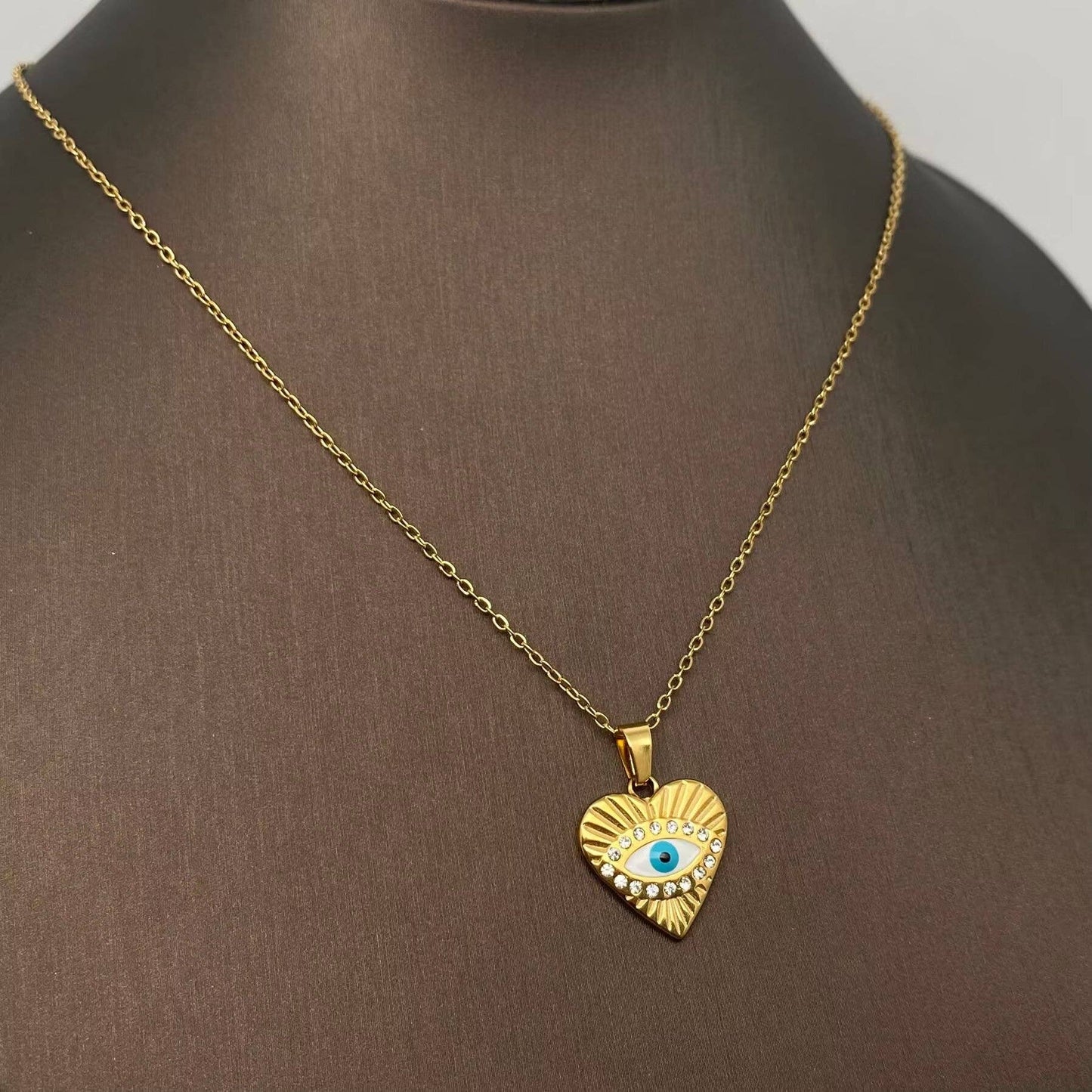 Enamel Evil Eyes Charm18K Gold Plated Necklace