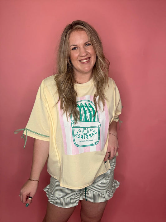 Ruffle Green Stripe Shorts