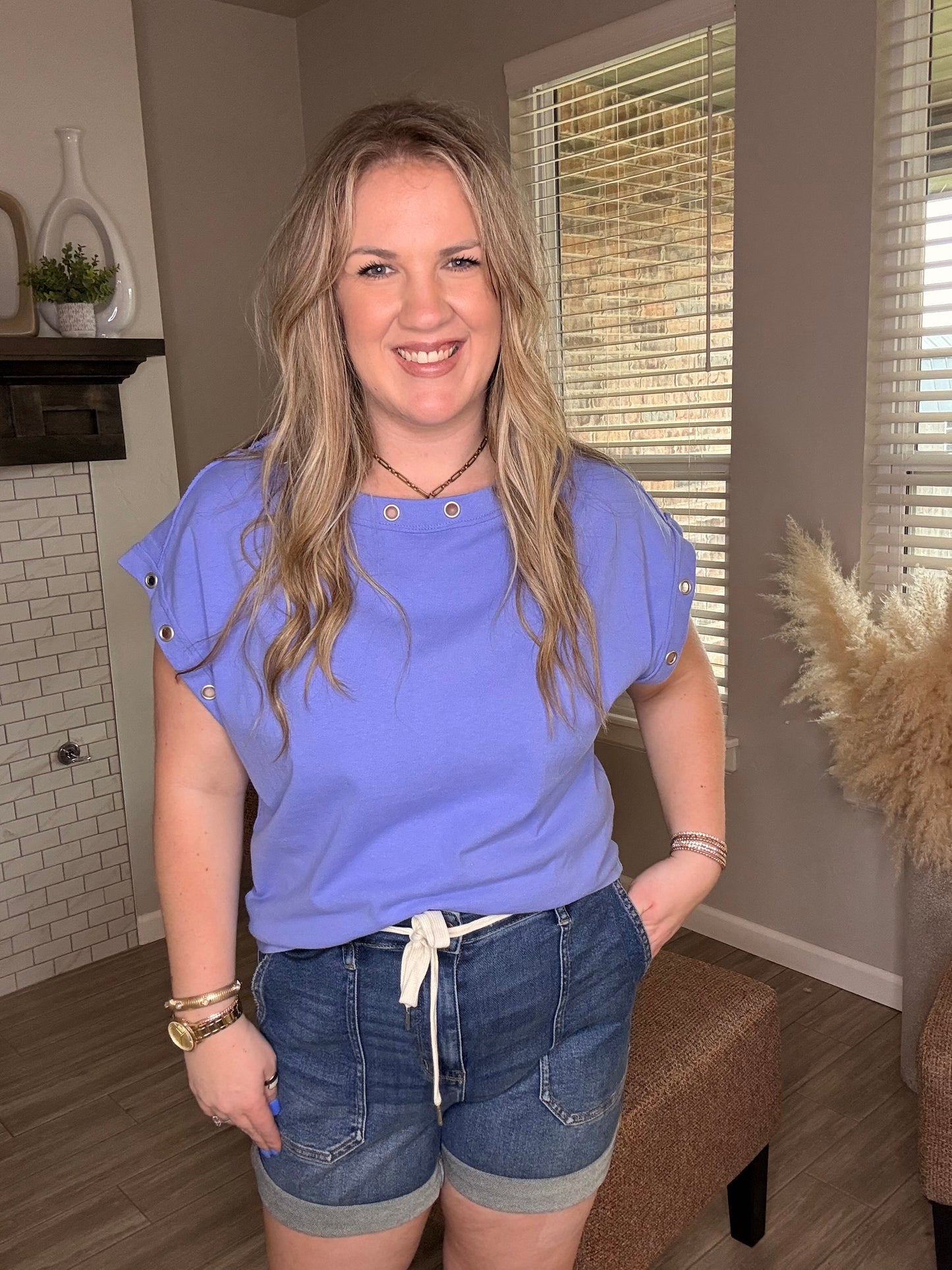 Periwinkle Grommet Top