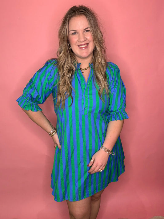 Blue/Green Stripe Dress