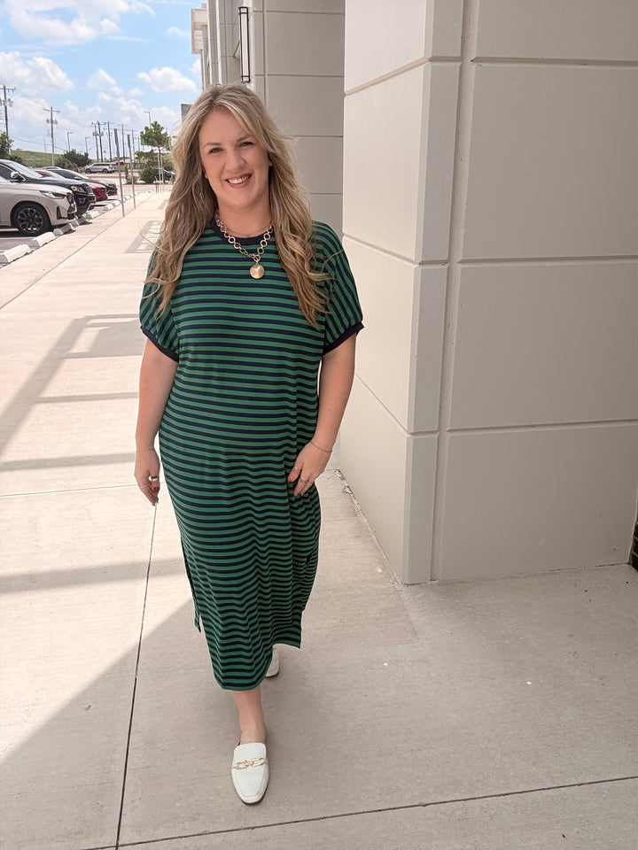 Nautical Striped Midi Dress