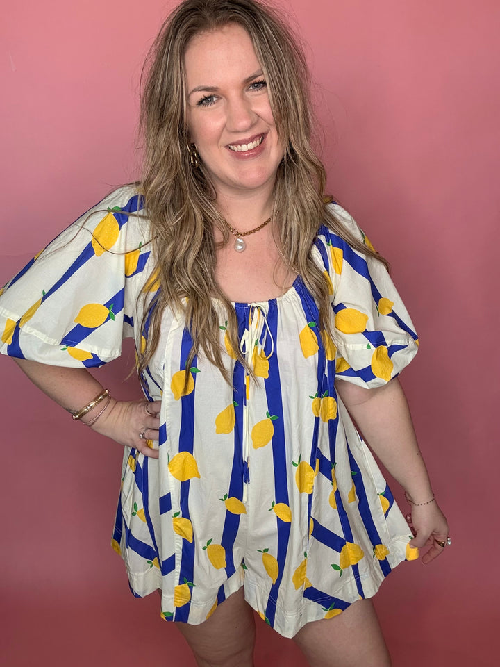 Lemon Stripe Romper