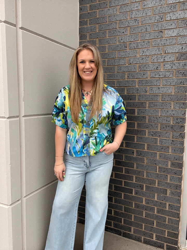Abstract Palm Leaf Blouse