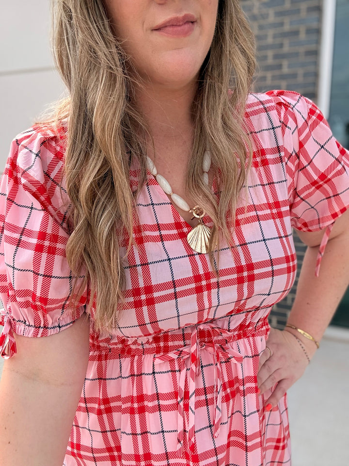 Pink/Navy Plaid Dress