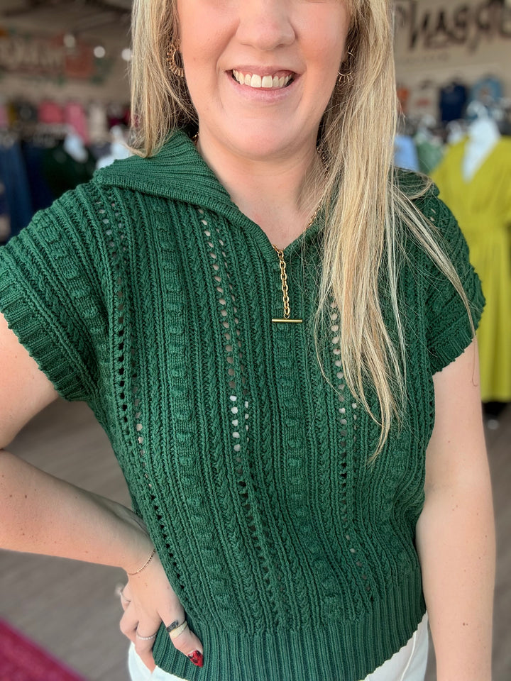 Pine Knit Collared Sweater